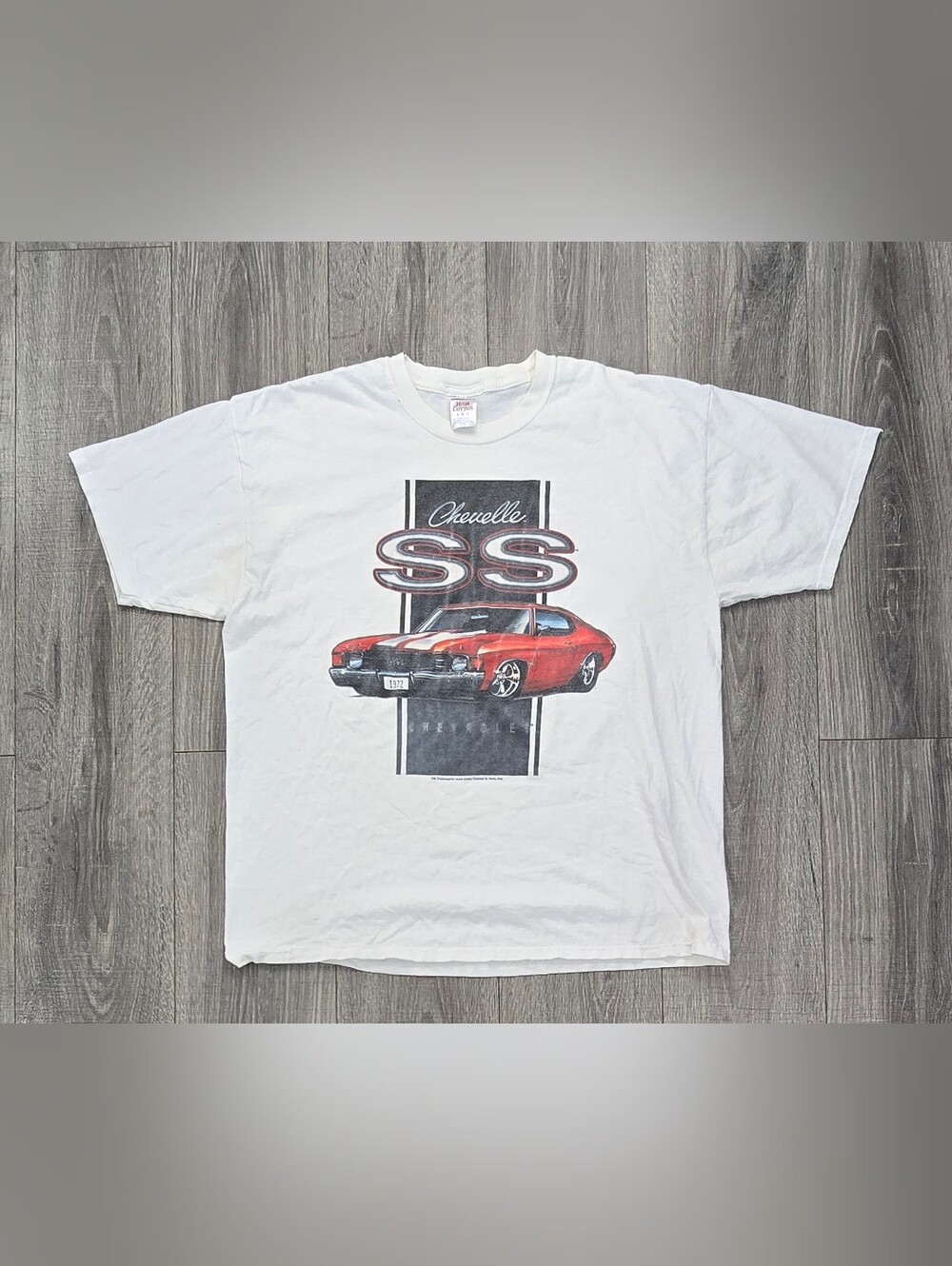 1972 Chevelle SS Graphic Tee Men’s XL White Muscle Car Y2K Chevy Jerzees Shirt.